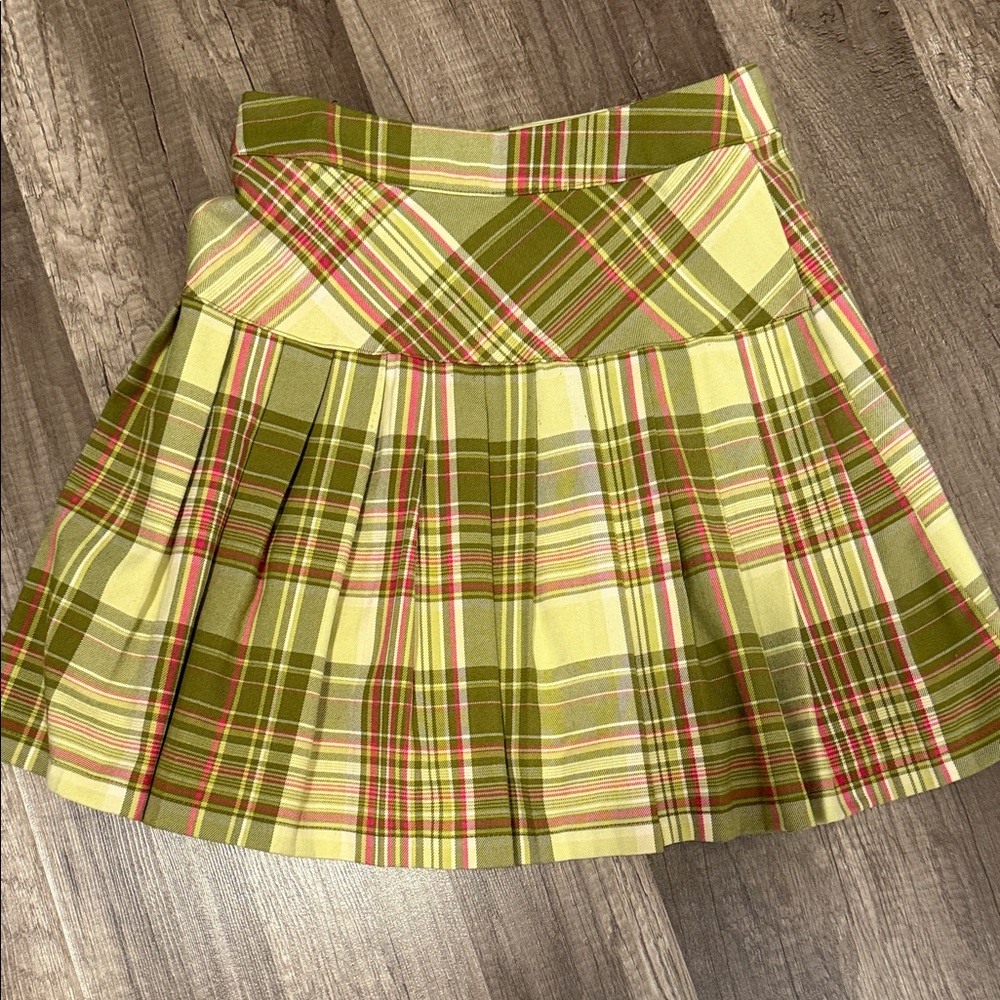 Urban Outfitters XS Plaid A-Line Skirt in Green and Yellow - Picture 4 of 4